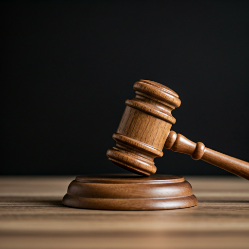 Close up of a wooden gavel on a sound block