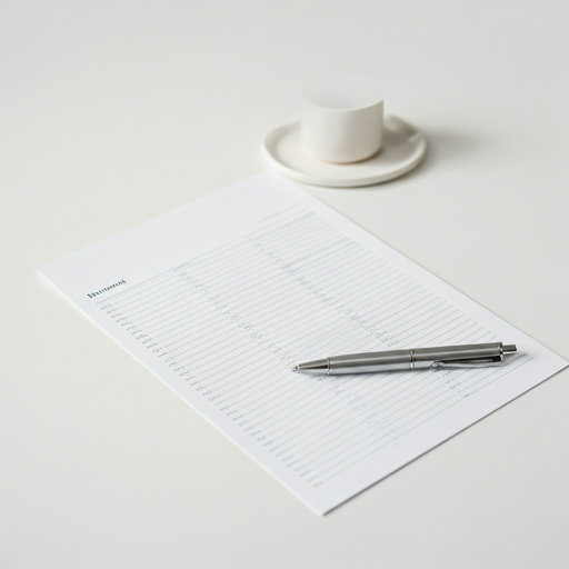 Paperwork and documents on a desk with a pen